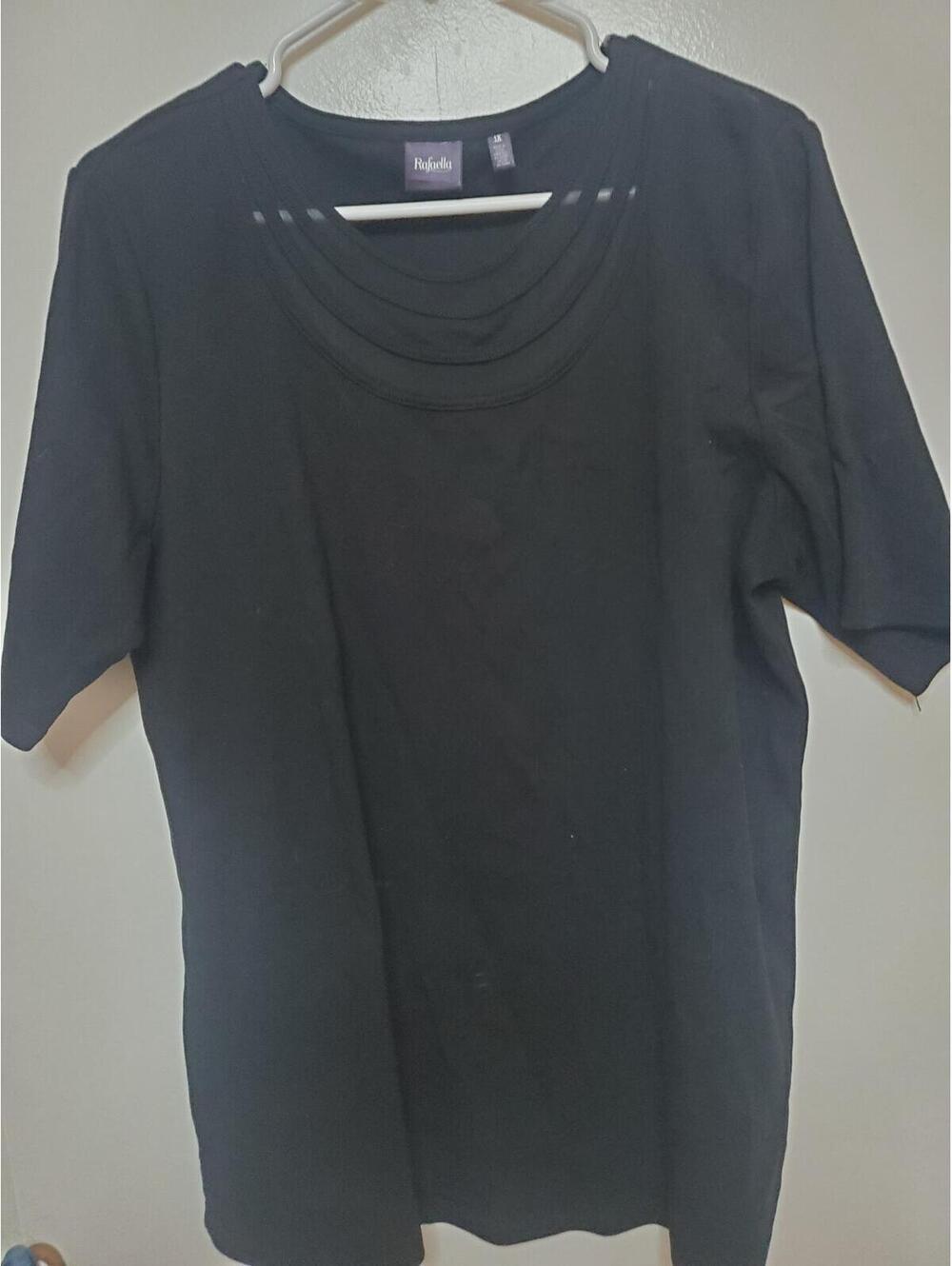 Rafaella Black Short Sleeve Top Size 1X